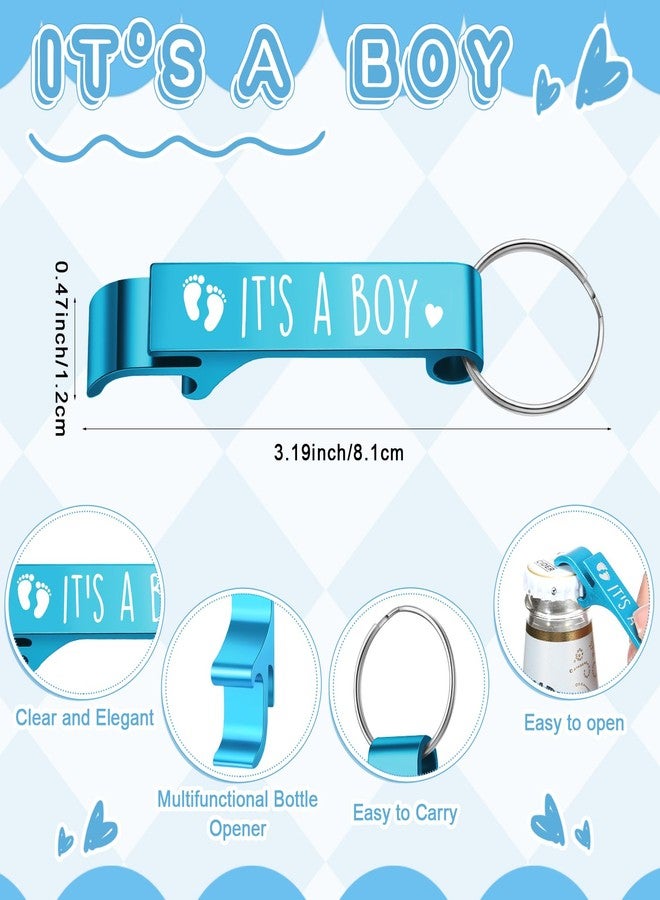 Vesici 25 Sets Baby Shower Favors 1.5 oz Stainless Steel Shot Glasses Cute Bottle Opener Keychains Thank You Tags Bags Thanksgiving/Fall/Gender Reveal Party Return Gift Guest (Blue) - Image 3