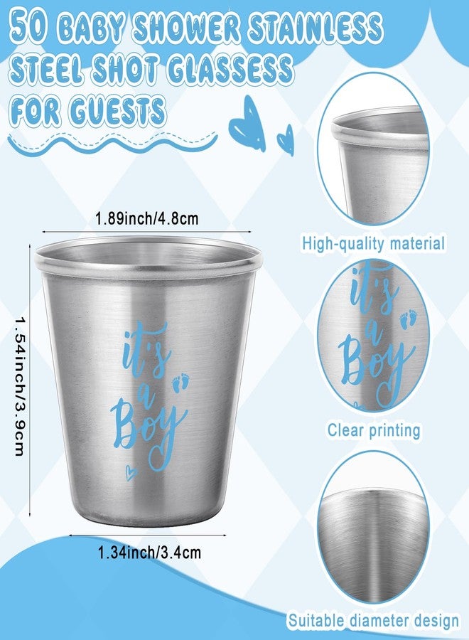 Vesici 25 Sets Baby Shower Favors 1.5 oz Stainless Steel Shot Glasses Cute Bottle Opener Keychains Thank You Tags Bags Thanksgiving/Fall/Gender Reveal Party Return Gift Guest (Blue) - Image 2