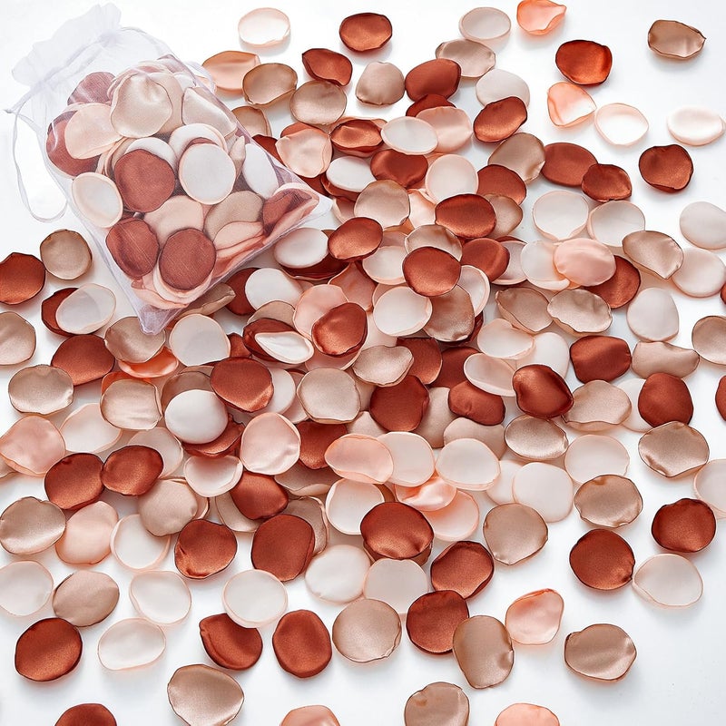 Serwalin 300Pcs Silk Rose Petals Artificial Flower Petals for Weddings Fake Rose Brown Petals Proposal for Wedding Basket Aisle Runner Bridal Shower (4 Color Mixes) - Image 1