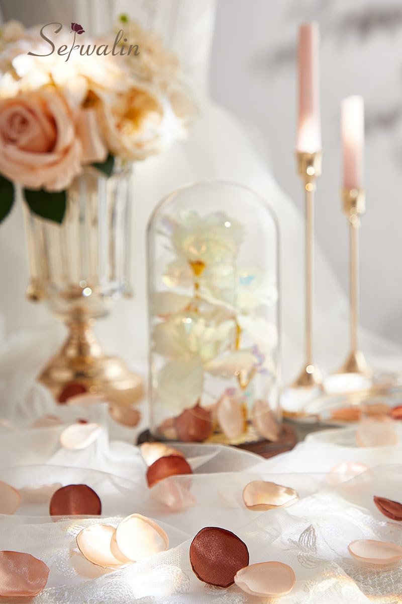 Serwalin 300Pcs Silk Rose Petals Artificial Flower Petals for Weddings Fake Rose Brown Petals Proposal for Wedding Basket Aisle Runner Bridal Shower (4 Color Mixes) - Image 4