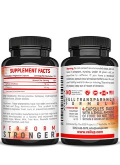 VALI Caffeine 50mg & L Theanine 100mg Nootropic Brain Booster Cognitive Support Stack & Focused Clarity. 120 Capsules 4 months supply  - Image 3
