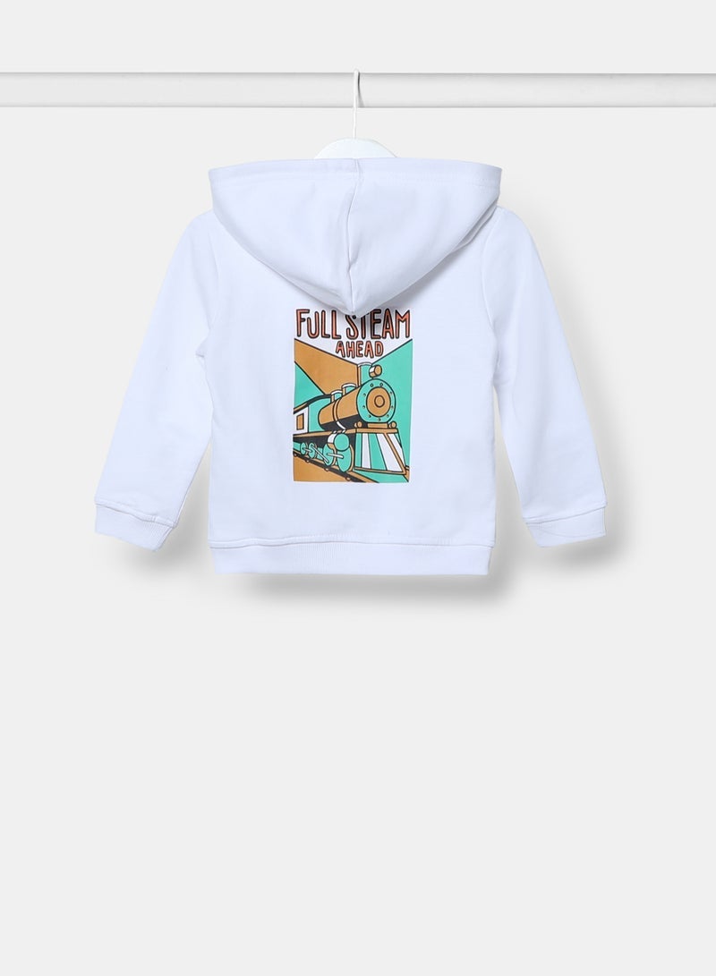 Zarafa baby boys hooded jacket with back graphic print rice white - Image 2