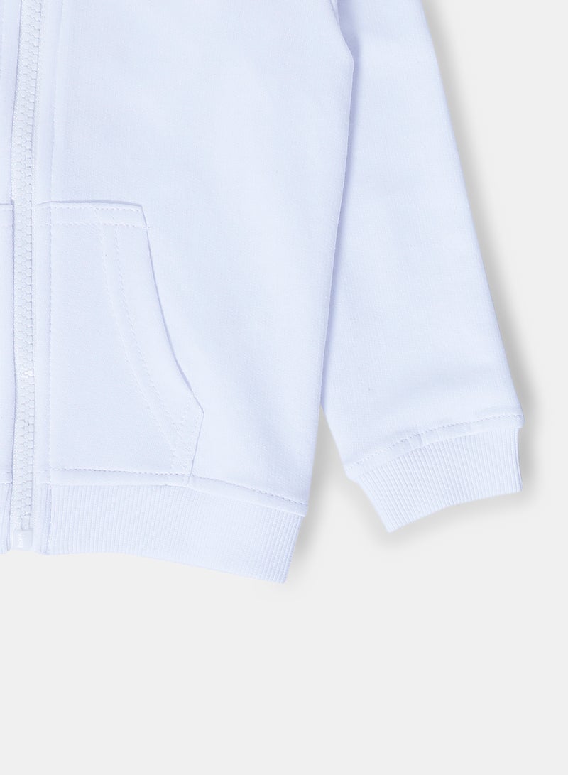 Zarafa baby boys hooded jacket with back graphic print rice white - Image 3
