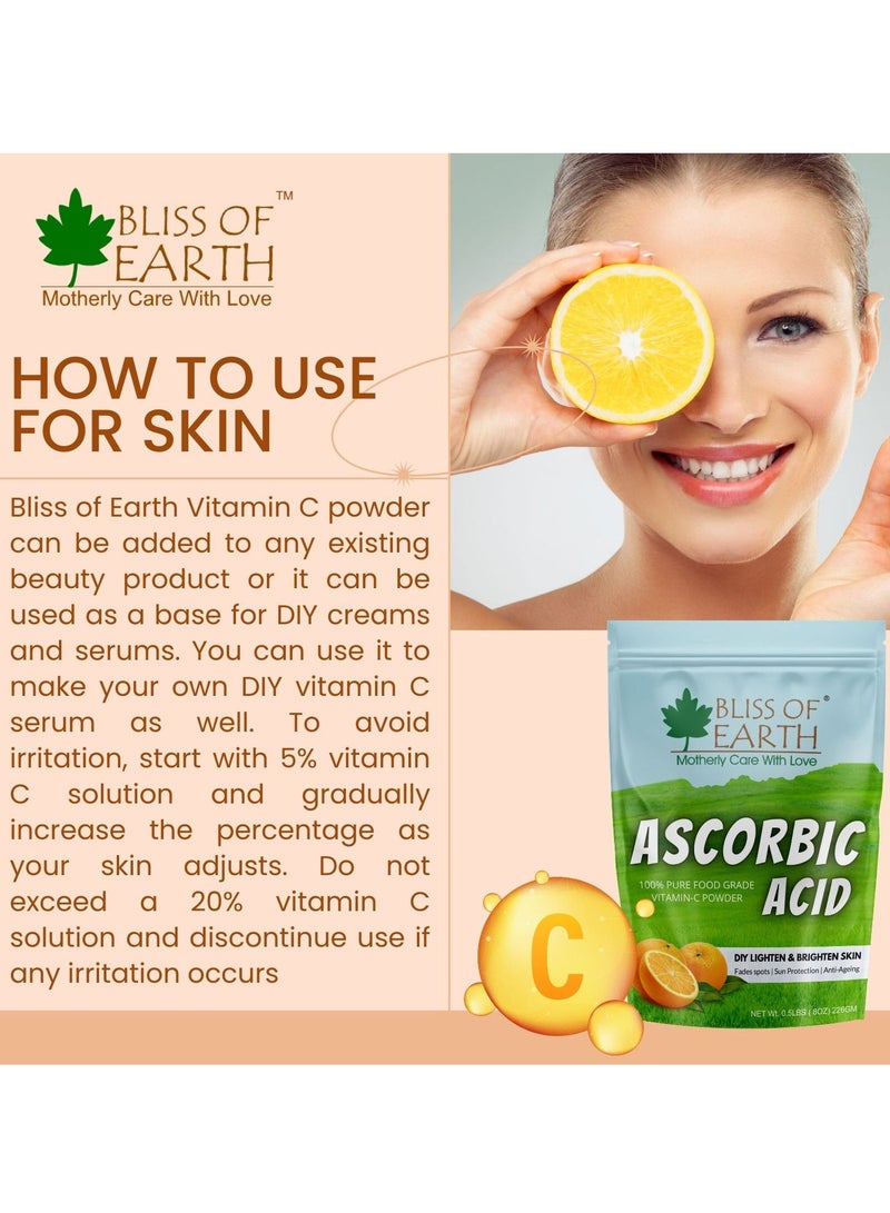 BLISS OF EARTH Ascorbic Acid Powder, Pure Food Grade Vitamin C Rich Powder, 2X453g - Image 5