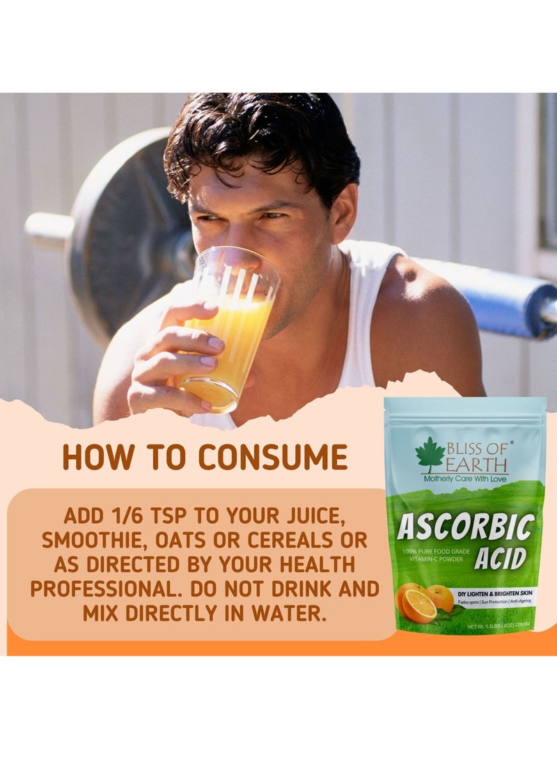 BLISS OF EARTH Ascorbic Acid Powder, Pure Food Grade Vitamin C Rich Powder, 2X453g - Image 4