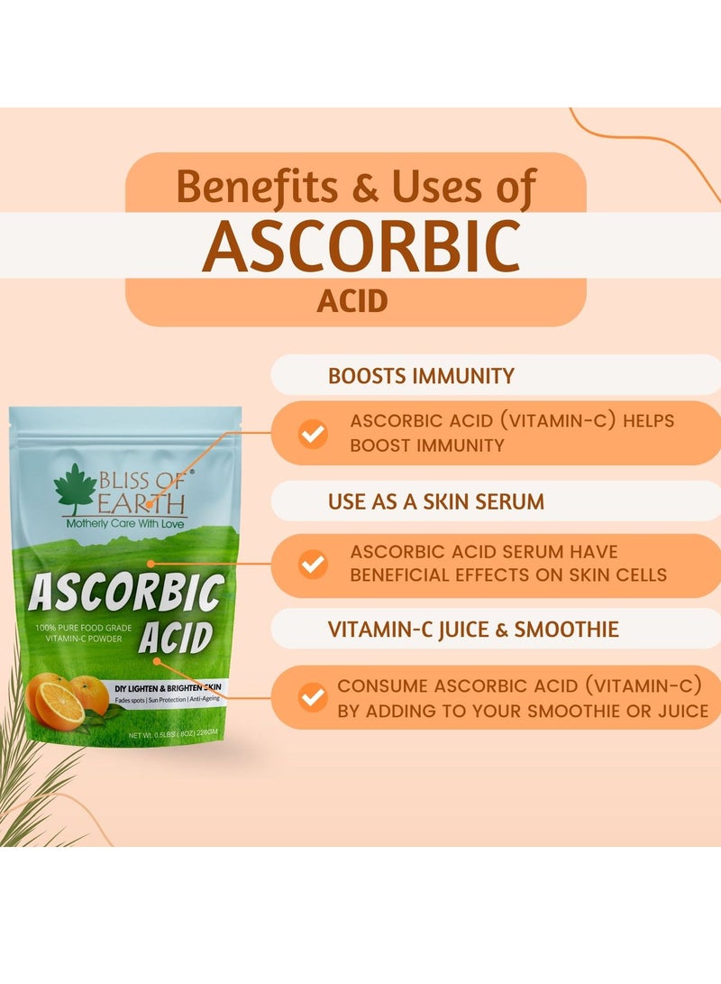 BLISS OF EARTH Ascorbic Acid Powder, Pure Food Grade Vitamin C Rich Powder, 2X453g - Image 2