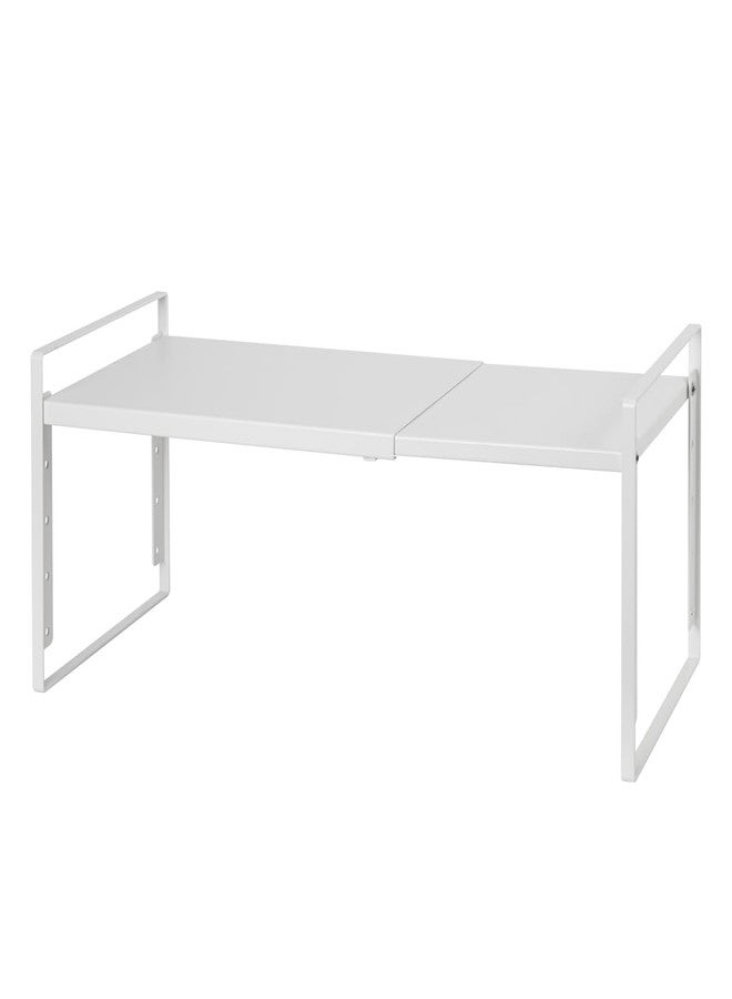 Nxconsu Cabinet Shelf Organizer Wide 10.5" Depth, Expandable Width (13.4"-24.8"), 5-Level Adjustable Height, Metal Kitchen Counter Shelf Riser Spice Rack for Cupboard Pantry Under Sink, White Non-Slip - Image 1