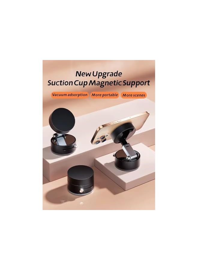 S-TOP Vacuum Double-Sided Toggle Adsorption & Magnetic Phone Stand A2 | Hands-Free, Strong Magnetic Hold, Compact Foldable Design, Stable Suction Base for Car, Home, Travel (Black) - Image 5