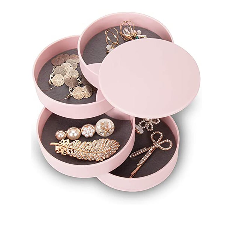SOLARAE Jewelry Organizer, Small Jewelry Storage Box Earring Holder for Women, 5-Layer Rotating Travel Jewelry Tray Case with Lid for Bracelets Rings Bracelets - Image 1