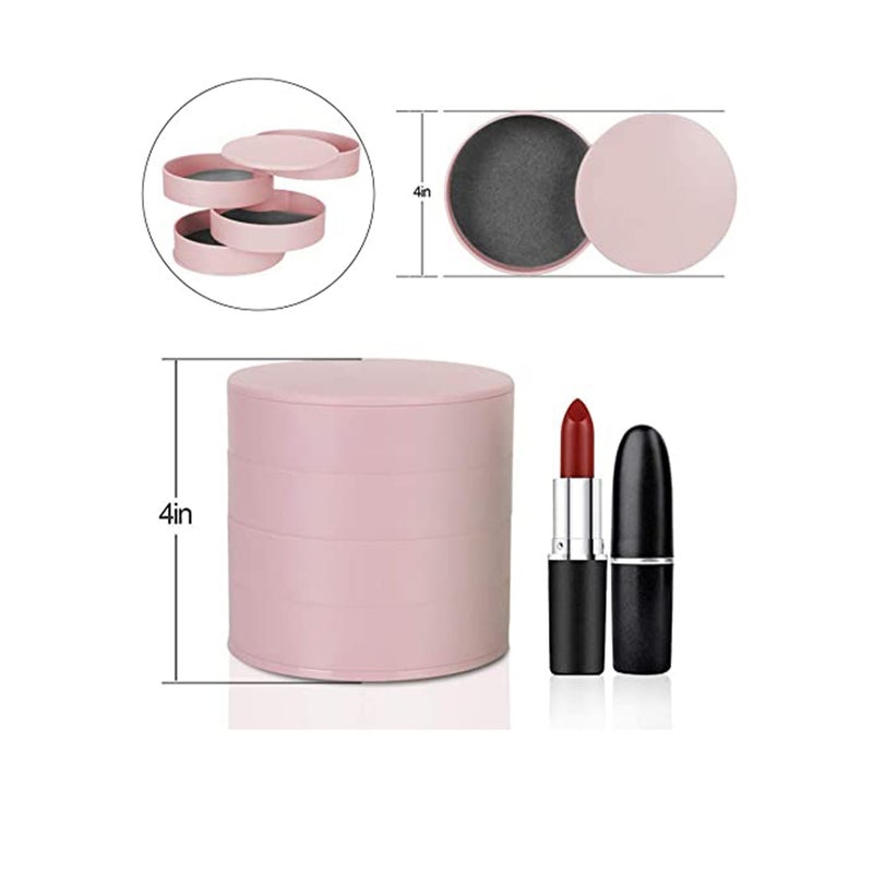 SOLARAE Jewelry Organizer, Small Jewelry Storage Box Earring Holder for Women, 5-Layer Rotating Travel Jewelry Tray Case with Lid for Bracelets Rings Bracelets - Image 2