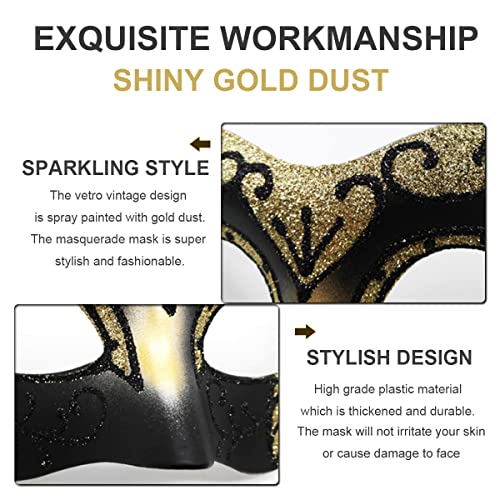 Cosmer Masquerade Mask for Couples Lace Eye Mask Venetian Carnival Halloween Mask Party Ball Prom Mask Costume Mardi Gras Cosplay 2Pack (Gold) - Image 2