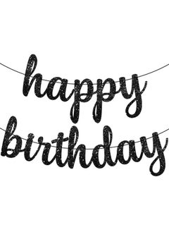 KATCHON Glitter Black Happy Birthday Banner 10 Feet No Diy Black Birthday Banner Black Birthday Decorations Happy Birthday Black Banner Black Happy Birthday Sign Happy Birthday Decorations  - Image 1