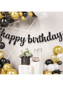 KATCHON Glitter Black Happy Birthday Banner 10 Feet No Diy Black Birthday Banner Black Birthday Decorations Happy Birthday Black Banner Black Happy Birthday Sign Happy Birthday Decorations  - Image 3