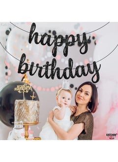 KATCHON Glitter Black Happy Birthday Banner 10 Feet No Diy Black Birthday Banner Black Birthday Decorations Happy Birthday Black Banner Black Happy Birthday Sign Happy Birthday Decorations  - Image 4