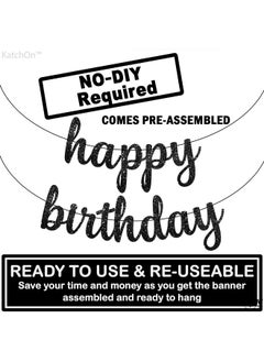 KATCHON Glitter Black Happy Birthday Banner 10 Feet No Diy Black Birthday Banner Black Birthday Decorations Happy Birthday Black Banner Black Happy Birthday Sign Happy Birthday Decorations  - Image 2