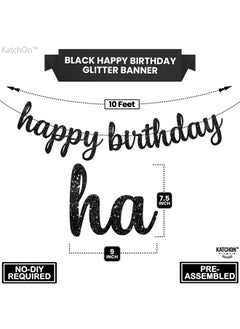 KATCHON Glitter Black Happy Birthday Banner 10 Feet No Diy Black Birthday Banner Black Birthday Decorations Happy Birthday Black Banner Black Happy Birthday Sign Happy Birthday Decorations  - Image 5