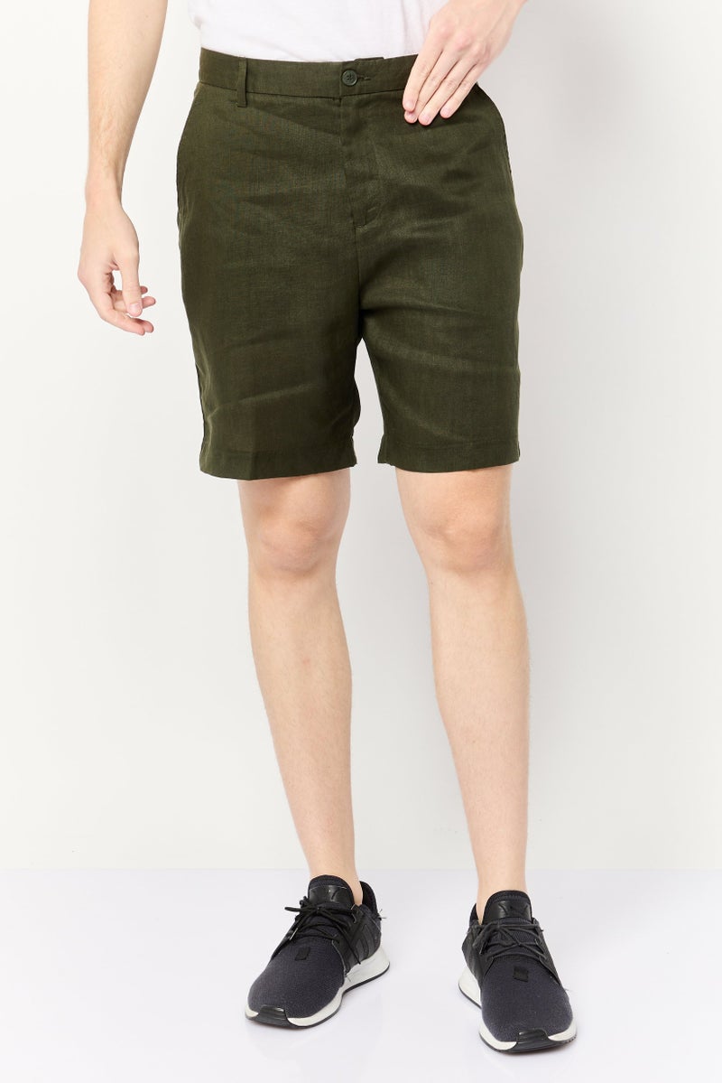Celio Men Solid Chino Shorts, Olive - Image 1