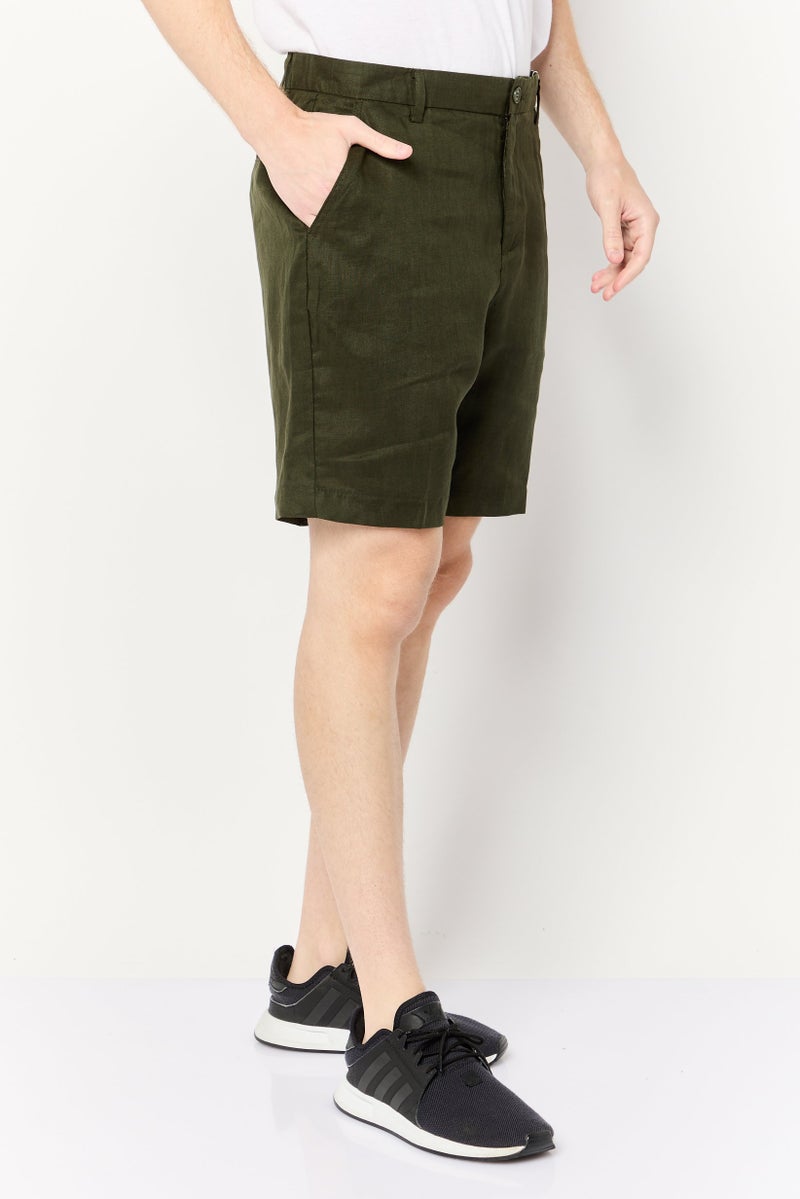 Celio Men Solid Chino Shorts, Olive - Image 3