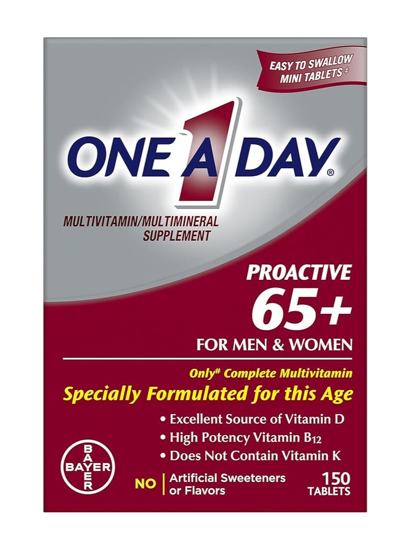 وان-أ-داي - Proactive 65+، أقراص الفيتامينات المتعددة للرجال والنساء، عدد 150 - Image 1