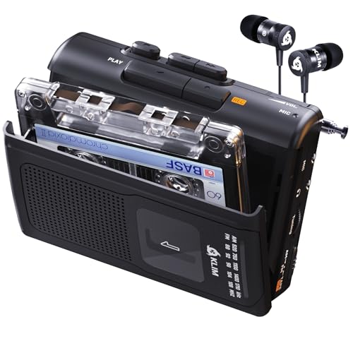 KLIM K8 Cassette Tape Player Portable + Cassette Recorder + New + AM/FM Walkman Cassette Player + Built-in Microphone & Speaker + Headphone Jack & Earphones - Image 1
