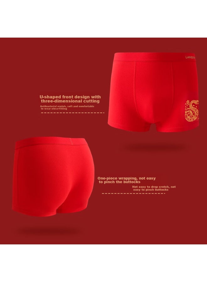 LANG SHA Langsha Men's Red Underwear Set For Year Of The Snake, Antibacterial Red Boxer Briefs And Red Socks Combo XL - Image 4