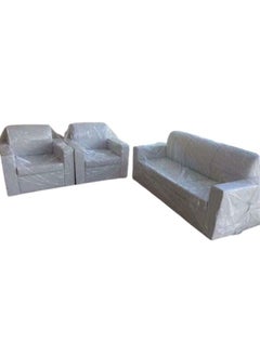 Maharat Al Bahar 5-Seater Sofa Set PVC Leather White 190x80x80 