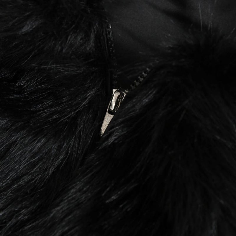Amazhiyu Womens Faux Fur Zip-Up Cropped Jacket Long Sleeve Warm Winter Coat Black, Small - Image 2