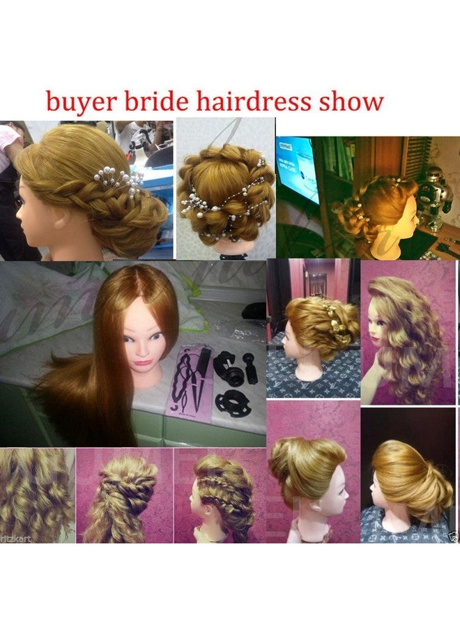 Ritzkart 2 In1 Human Hair Cutting/Curling/Makeup Dummy For Practise, Brown, - Image 4