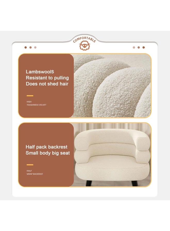 ZERIFAM Boucle Fabric Chair with Arms, Dressing Chair, Makeup Chair for Bedroom, Vanity Bench Lambskin Dressing Stool for Master Bedroom, Armchair Modern Cashmere Lounge Chair Suitable for Bedroom Living Room Study Room - Image 4