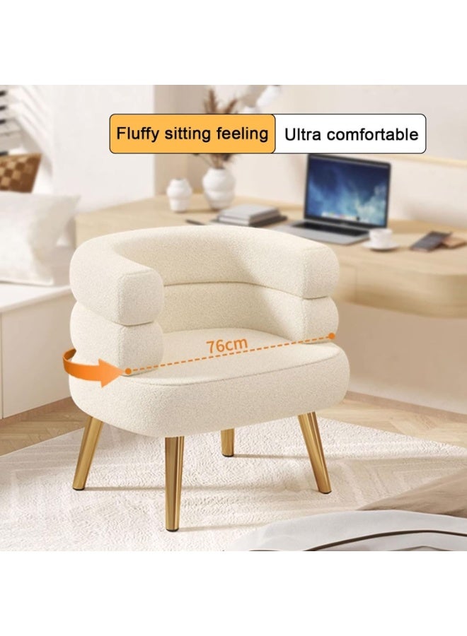 ZERIFAM Boucle Fabric Chair with Arms, Dressing Chair, Makeup Chair for Bedroom, Vanity Bench Lambskin Dressing Stool for Master Bedroom, Armchair Modern Cashmere Lounge Chair Suitable for Bedroom Living Room Study Room - Image 5