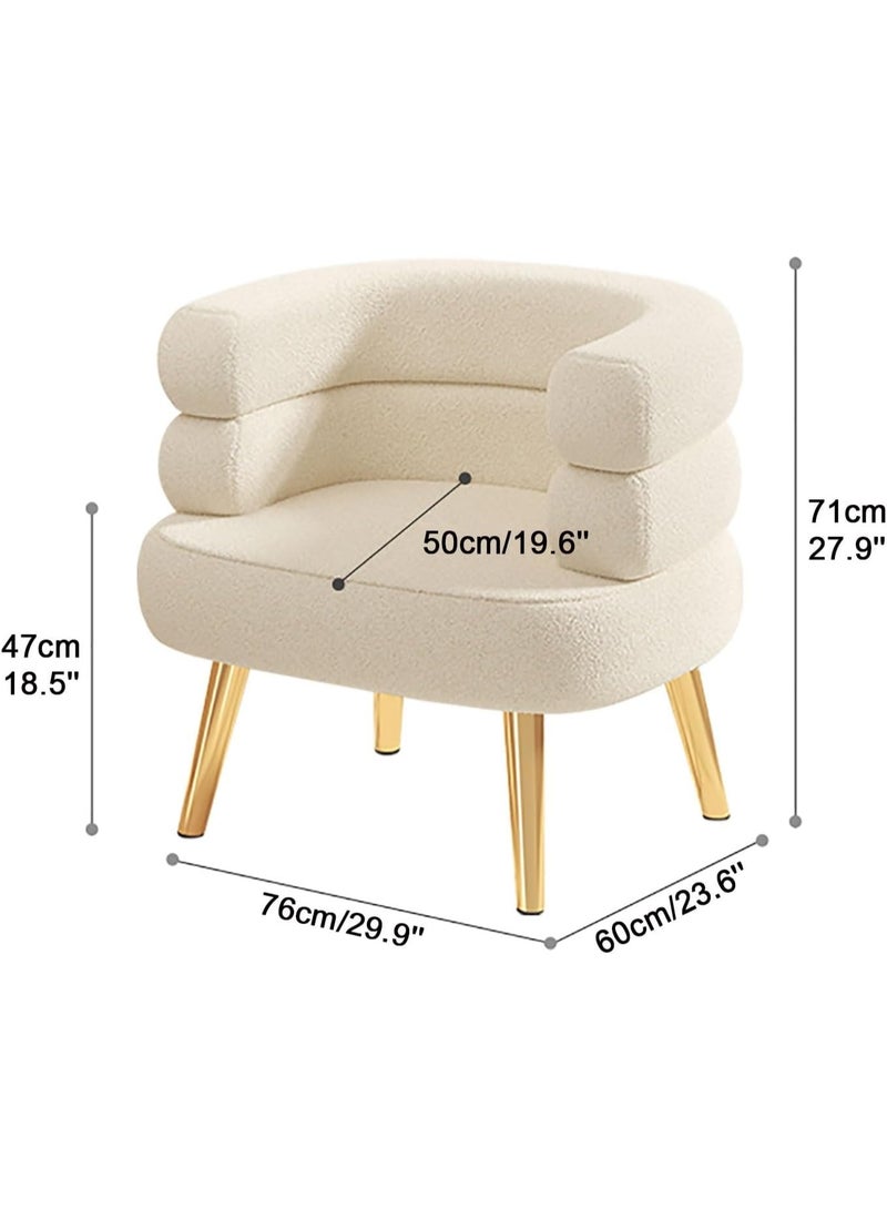 ZERIFAM Boucle Fabric Chair with Arms, Dressing Chair, Makeup Chair for Bedroom, Vanity Bench Lambskin Dressing Stool for Master Bedroom, Armchair Modern Cashmere Lounge Chair Suitable for Bedroom Living Room Study Room - Image 3