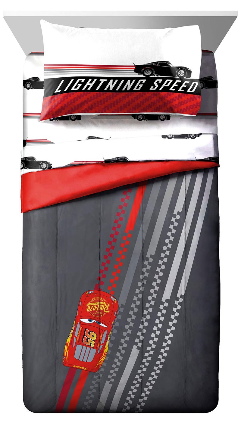 Jay Franco Disney Pixar Cars Race Ready 5 Piece Twin Bed Set - Includes Comforter & Sheet Set - Bedding Features Lightning McQueen - Super Soft Fade Resistant Microfiber Official Disney Pixar Product - Image 2