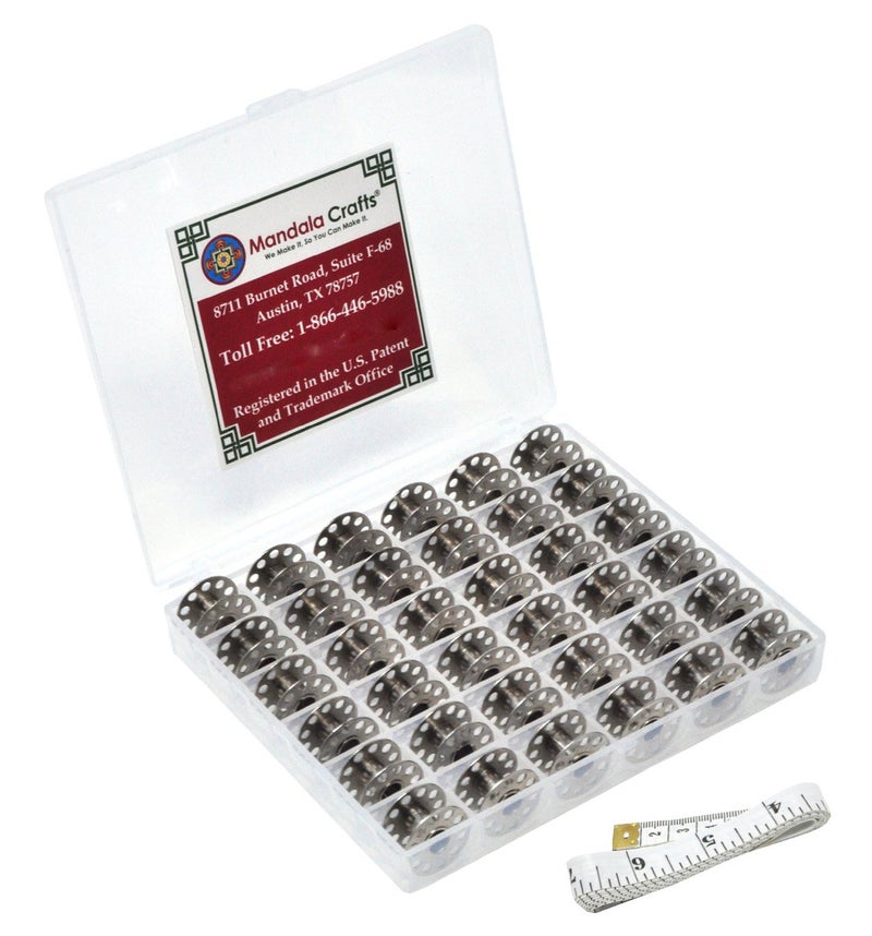Mandala Crafts Empty SA156 Bobbins for Brother Sewing Machine, 36 Metal Class 15j Bobbins Compatible with Singer, Kenmore, Bernina, Janome, Elna - Image 1