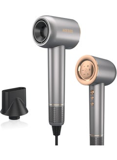 MHU Hair Dryer 110000 RPM HighSpeed Brushless Motor 300 Million Negative Ionic Smart Temperature Control Blow Dryer with 360 Rotating Magnetic Nozzle  LED Display Lightweight Low Noise Fast Dryer 