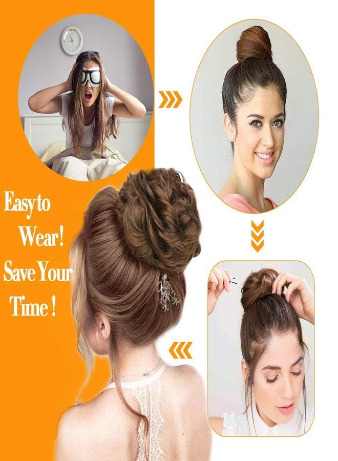 سبايكارت وصلة شعر سبايكارت مكونة من قطعتين بتصميم كعكة فوضوية، مزودة بشريط مطاطي مرن، مصنوعة من ألياف صناعية، مناسبة للنساء والفتيات، لون بني. - Image 5