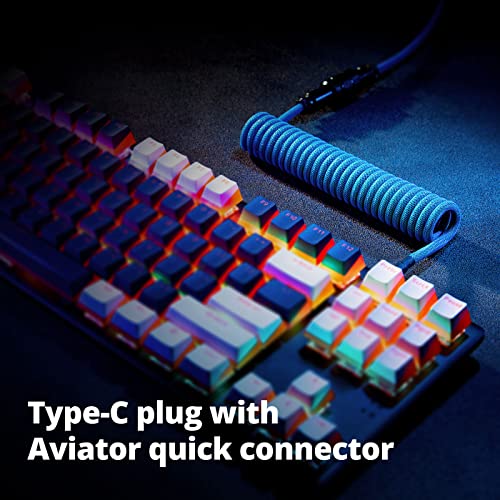 GUNMJO كابل USB C مخصص من GUNMJO للوحة المفاتيح للألعاب، كابل ميكانيكي مزدوج الأكمام مع موصل معدني قابل للفصل، 1.5 متر USB-C إلى USB-A، لون أزرق - Image 4