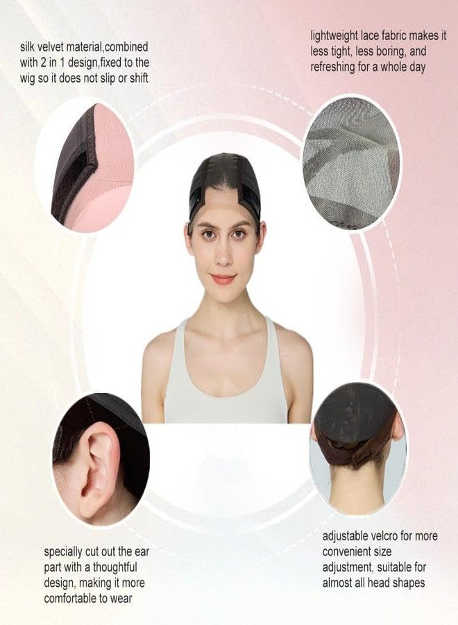 Xiushumyi Wig Cap Lace Wig Grip Cap for Keeping Wigs in Place Wig Cap with Grip Band Make Your Wigs Glue Free Non-Slip Wig Caps for Women (Brown, M) - Image 2