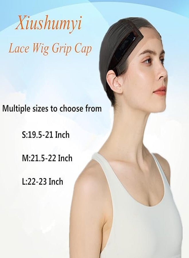 Xiushumyi Wig Cap Lace Wig Grip Cap for Keeping Wigs in Place Wig Cap with Grip Band Make Your Wigs Glue Free Non-Slip Wig Caps for Women (Brown, M) - Image 5