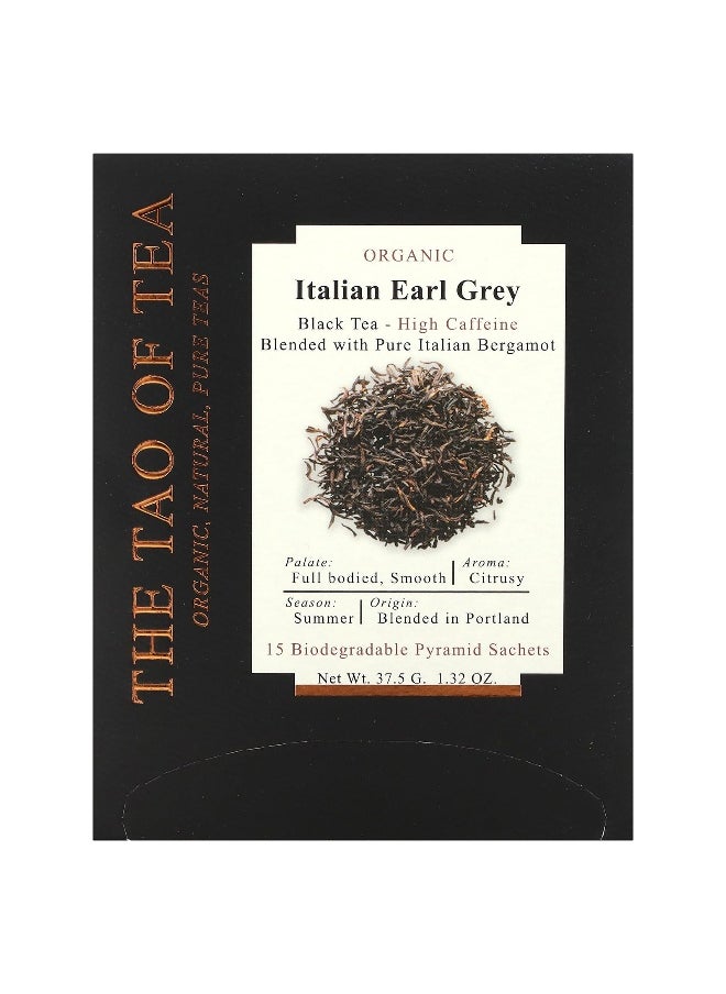 The Tao of Tea The Tao of Tea, Organic Italian Earl Grey, Black Tea, 15 Pyramid Sachets, 1.32 oz (37.5 g)  - Image 1
