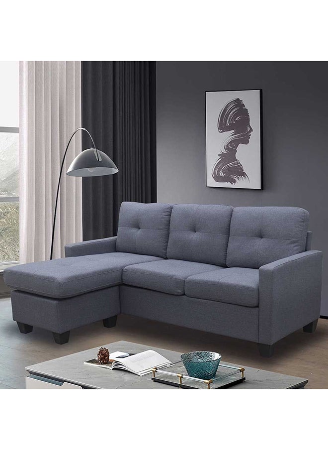 DANUBE HOME Cuddler 3 Seater Reversible Fabric Corner Sofa Modern Design Three Seat Sofas Comfortable Living Room Furniture L 196 x W 132 x H 87 cm Grey  - Image 1