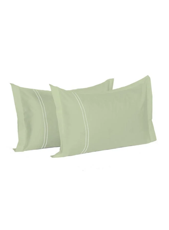 مالبيري ليفينج أغطية وسائد قطنية %   - عبوة من قطعتين - أخضر عشبي