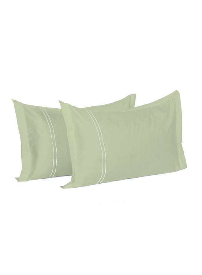 MULBERRY LIVING أغطية وسائد قطنية %   - عبوة من قطعتين - أخضر عشبي - Image 1