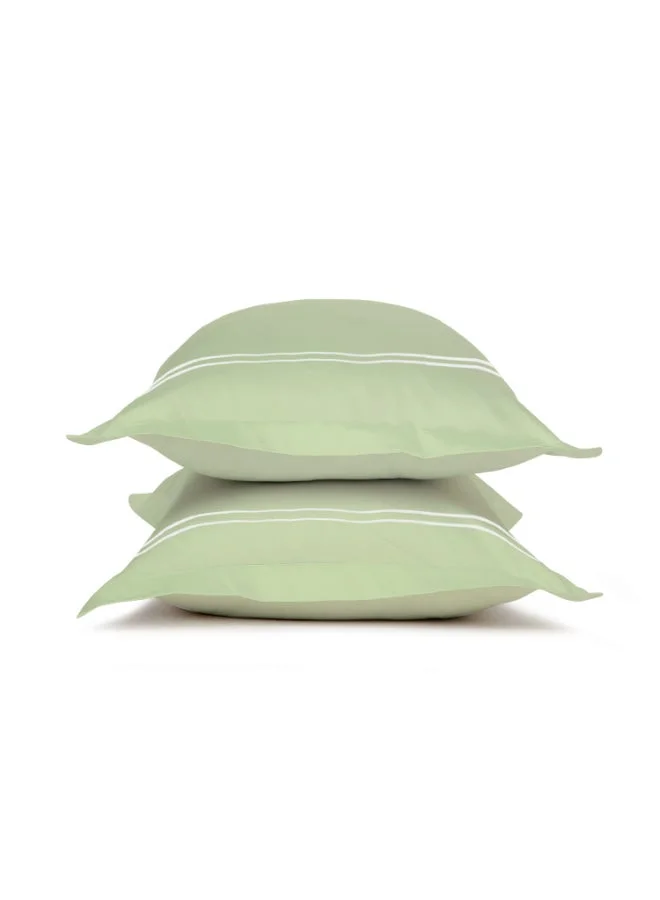 مالبيري ليفينج أغطية وسائد قطنية %   - عبوة من قطعتين - أخضر عشبي