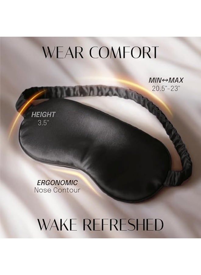 Generic Silk Sleeping Eye Mask with Elastic, Travel Strap and Cuff, Soft Eye Cover in Black  - Image 2