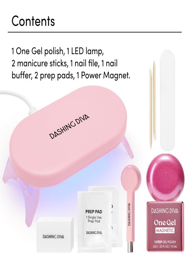 Dashing Diva One Gel Magnetic Mega Bundle - One Gel Magnetic Starter Kit in Villainous, Top Coat and Magic Off Nail Polish Remover - Manicure Set includes LED Lamp and Power Magnet - Image 4