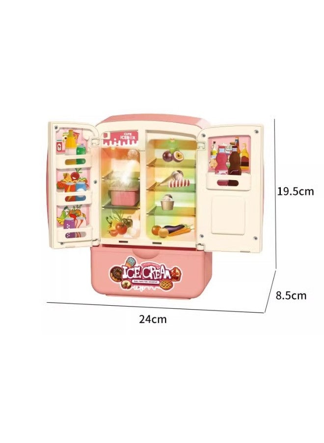 Children's Refrigerator Toy Spray Play House Cooking Kitchen Boys And Girls Baby Freezer Small Household Appliances-Specifications:Color Box Packaging Spray Music Function-Color:Blue - Image 2