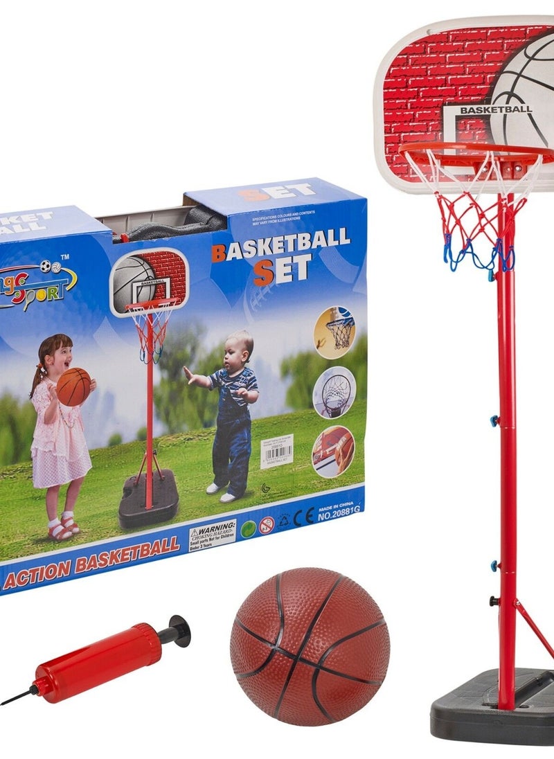 King Sport 166cm Kids Portable Adjustable Basketball Set Stand With Net Hoop Backboard Pump  - Image 1