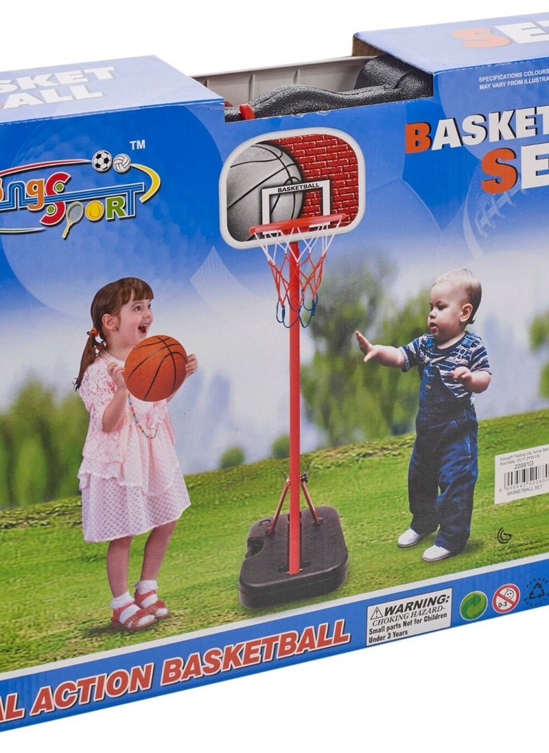 King Sport 166cm Kids Portable Adjustable Basketball Set Stand With Net Hoop Backboard Pump  - Image 2