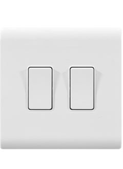 MODI MODI 2 Gang 2 Way Switch Socket WHITE 10A 