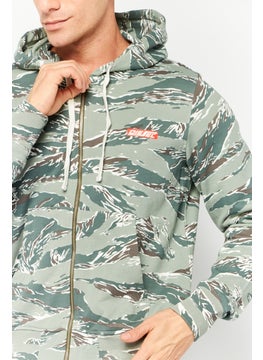 DIESEL Men Sportswear Fit Camouflage Full Zip Hoodie, Sage Green  - Image 3
